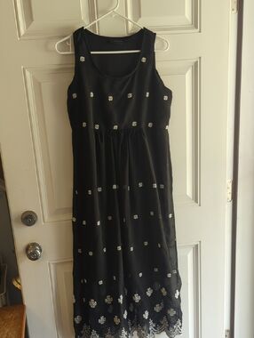 Black Sleeveless Embroidered Maxi Dress - Elegant Occasion Wear